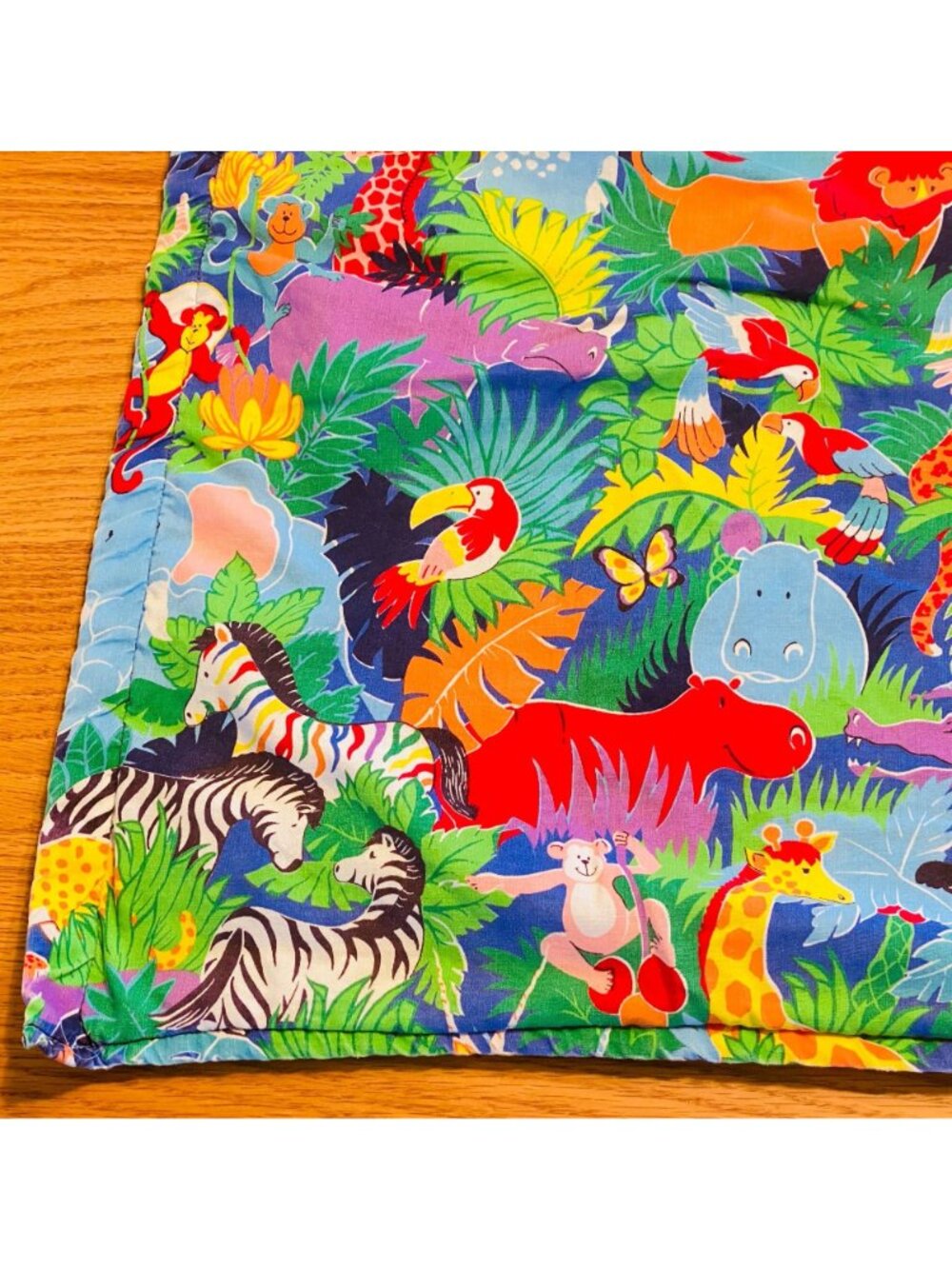Jungle Safari Baby Blanket With Colorful Animal Print & Play Map Reverse Side - Picture 3 of 11